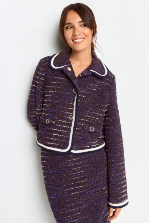 Bouclé-Jacke Mit Bubikragen