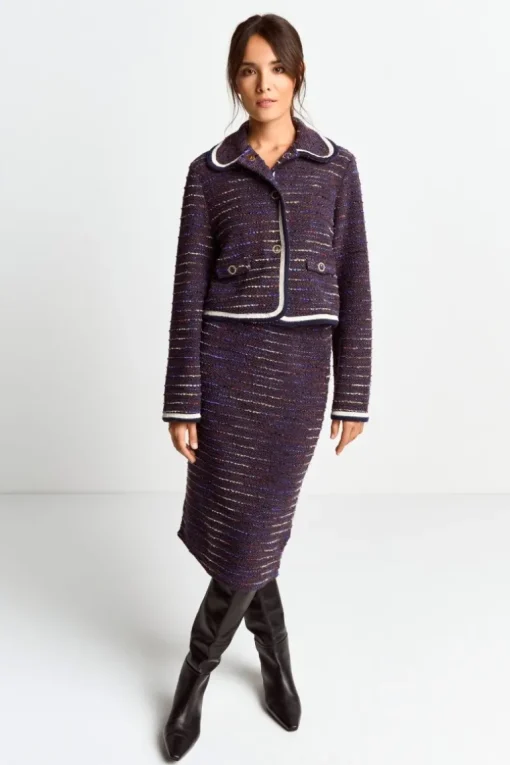 Bouclé-Jacke Mit Bubikragen