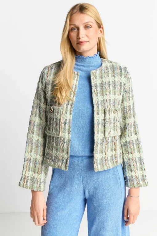 Bouclé-Jacke Mit Rundhalsausschnitt