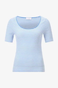 Gestreiftes T-Shirt In Feiner Rib-Struktur