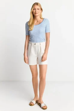 Gestreiftes T-Shirt In Feiner Rib-Struktur