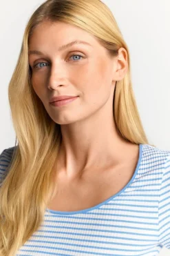 Gestreiftes T-Shirt In Feiner Rib-Struktur