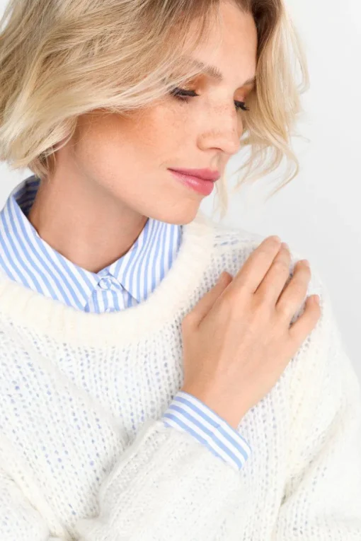 Grobstrickpullover Mit Rundhalsausschnitt