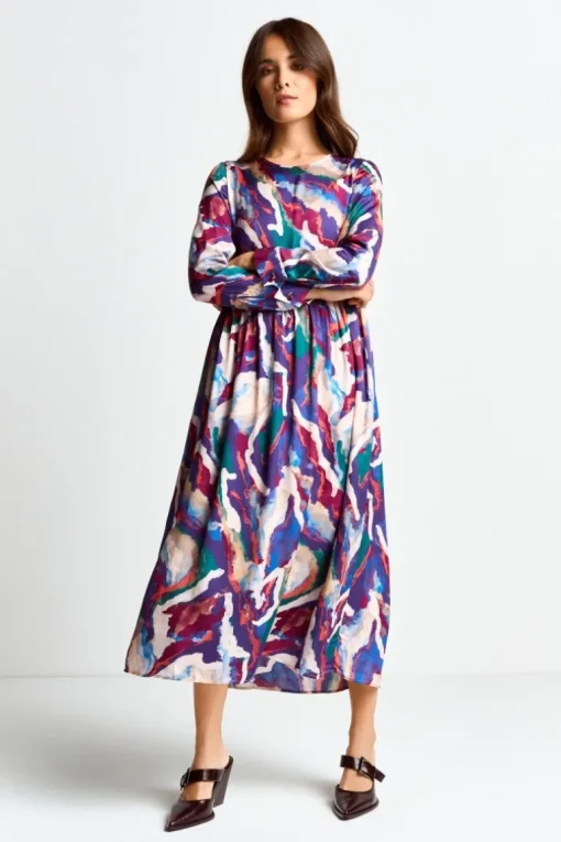 Midikleid Mit Abstraktem Print