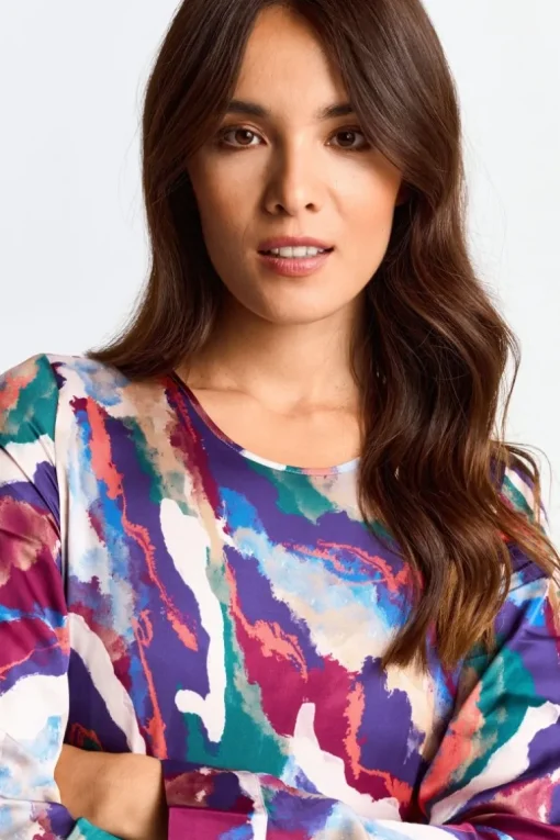 Midikleid Mit Abstraktem Print
