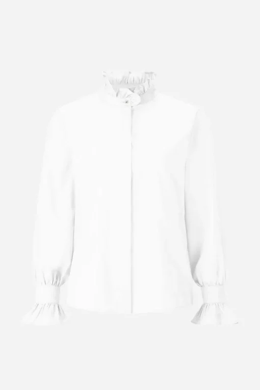 Weiße Bluse Mit Rüschenkragen